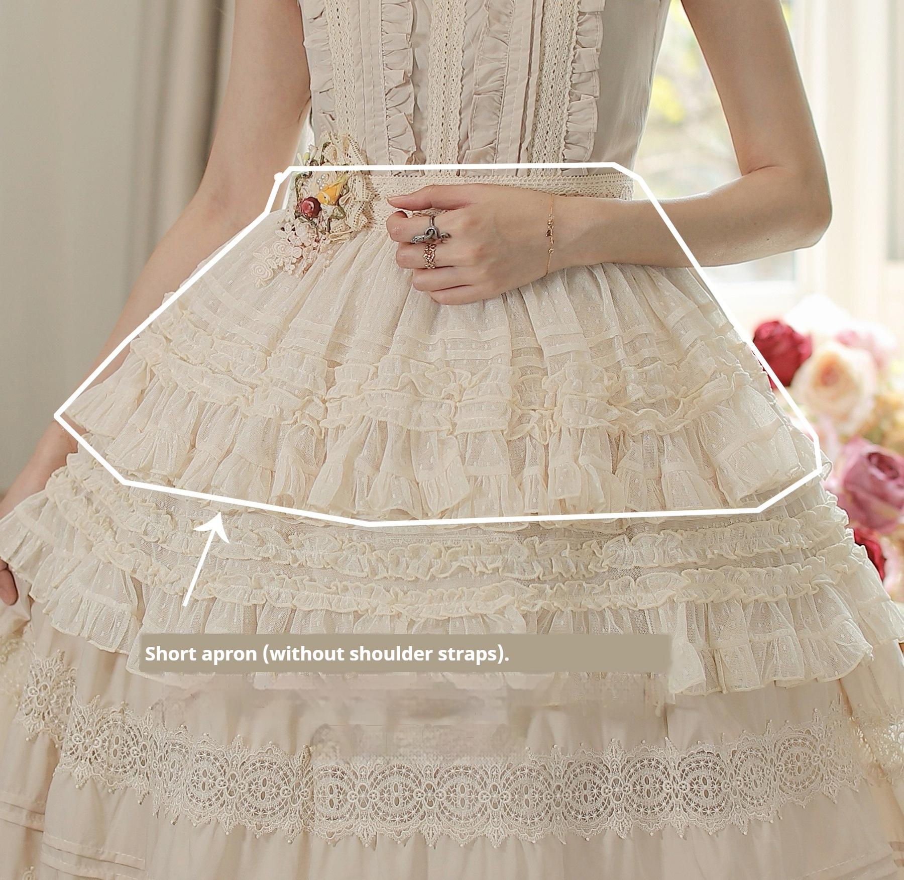 Tiny Garden~Spring Whisper~Solid Color Classic Lolita JSK Dress with Tulle Apron 42655:749222