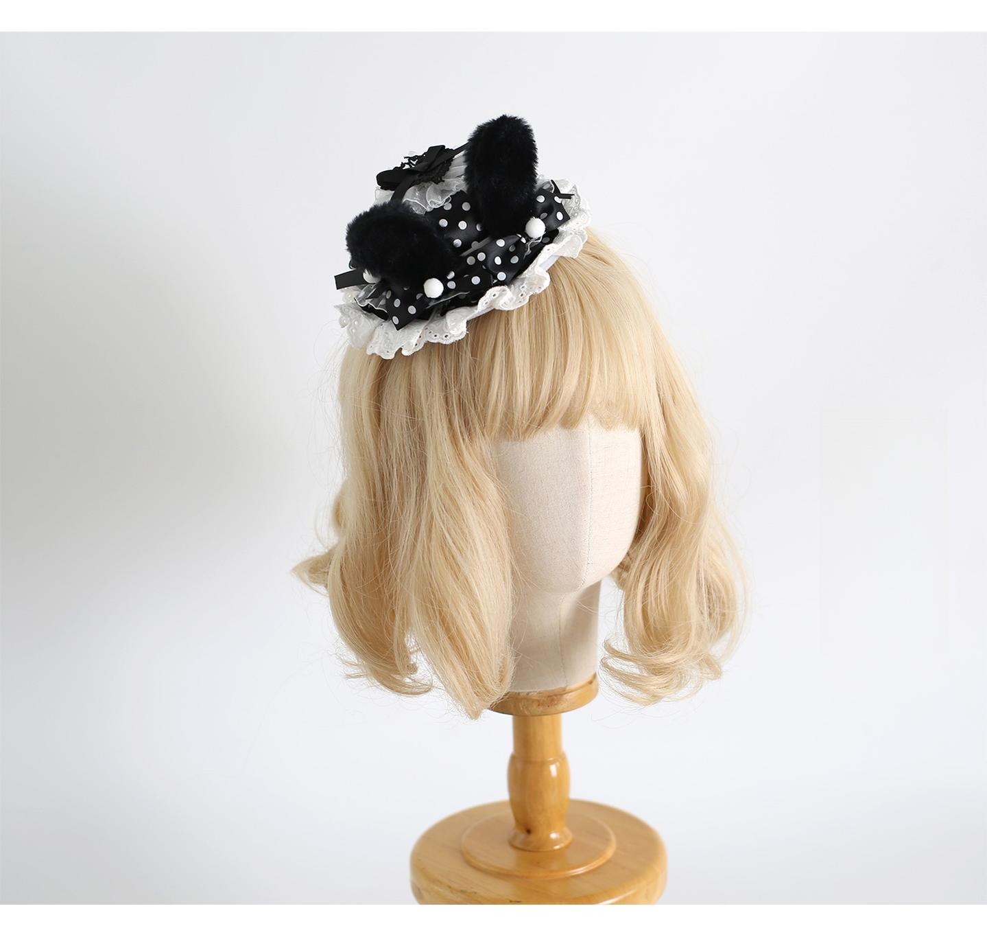 Xiaogui - Polka Dot Lolita Headdress, Detachable Bunny Ear 44136:796634