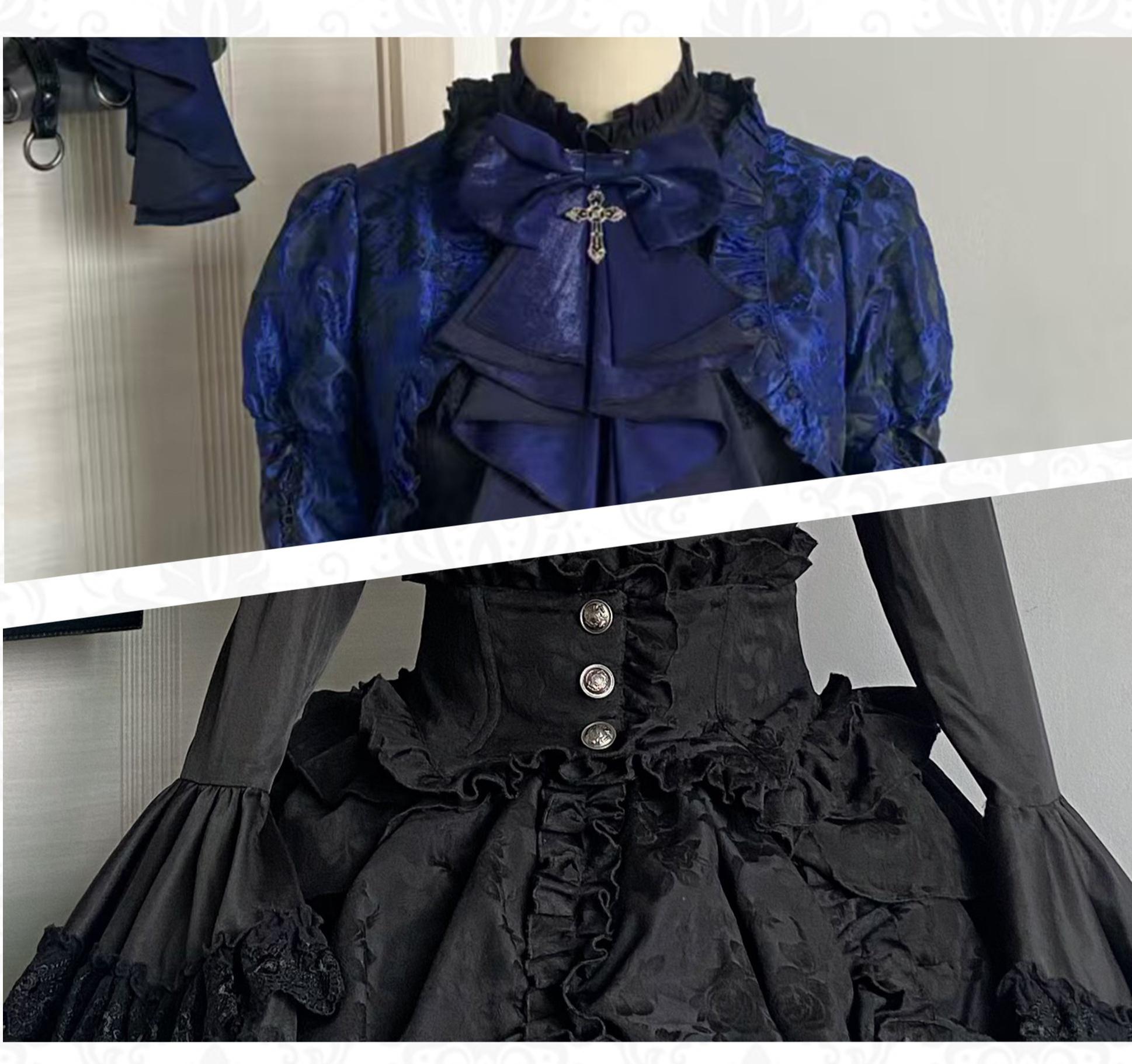 Cross Nocturne - Gothic Lolita Corset Dress Set, High-low Hem & Cross
