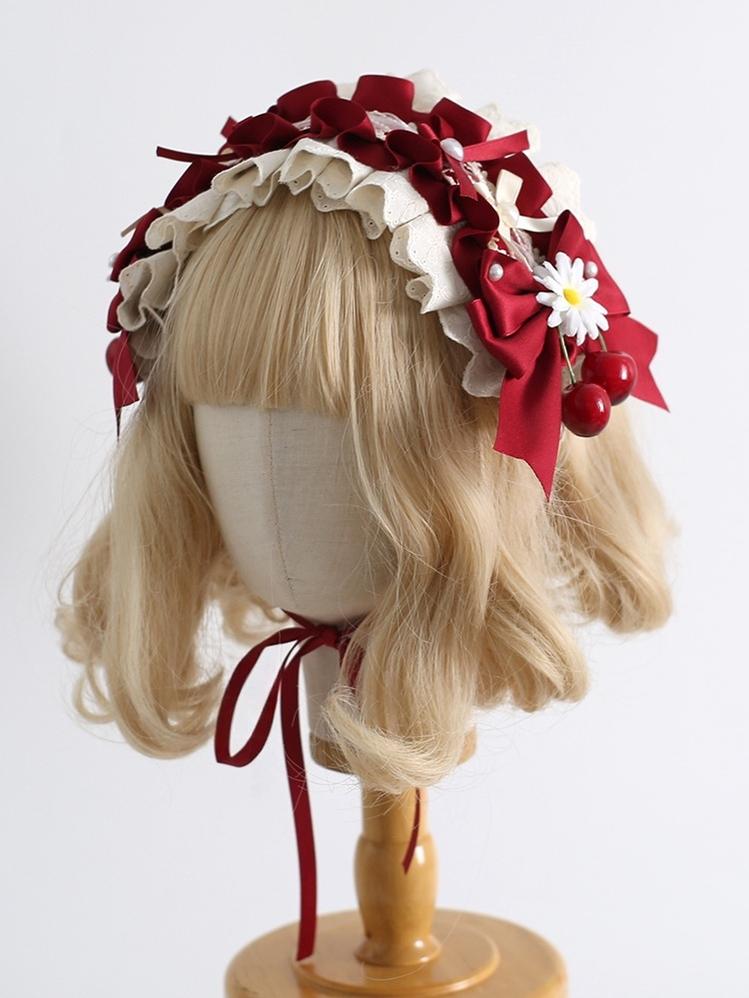 Xiaogui - Country Lolita Headdress, Daisy & Cherry Inspired No.2 Cherry Hairband