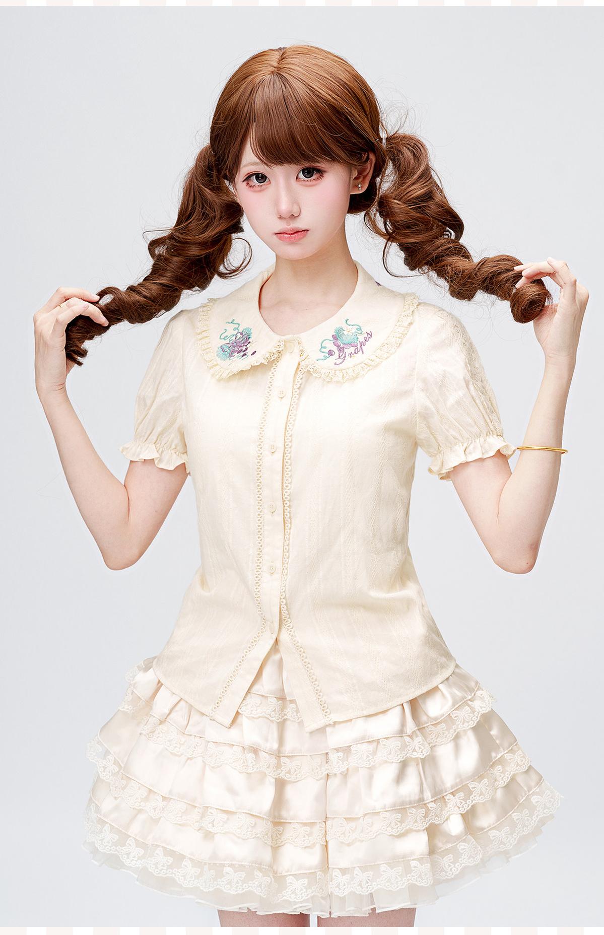 Abundant Tea Time - Kawaii Lolita Blouse, Cotton & Embroidery