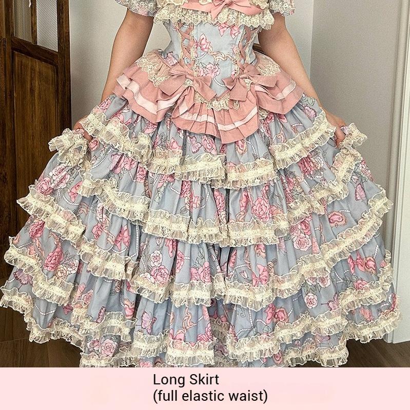 Sweet Wood - Jewel Rose - Plus Size Sweet Lolita Skirt Set in Separate Pieces Long Skirt Only S