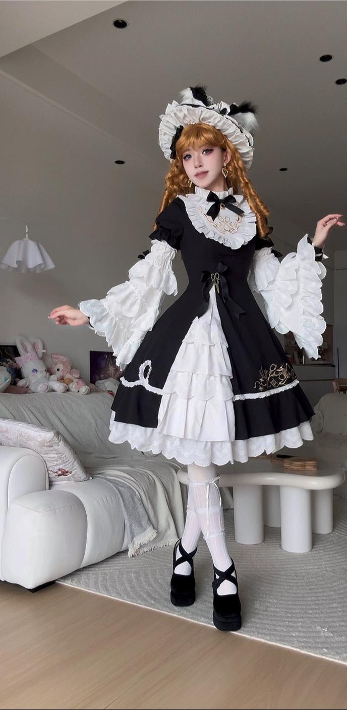 Sewing Magic Cat - Classic Lolita Six-Panel OP Dress with Embroidery