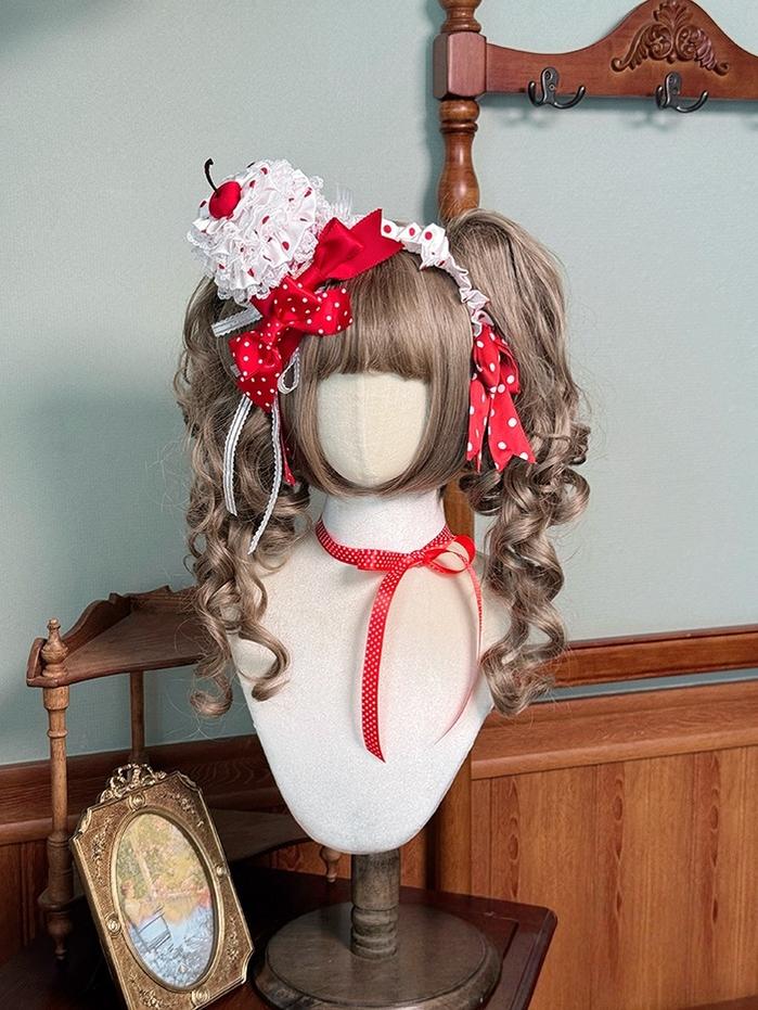 Shuang Sheng Xiao Xiong - Bite The Cake - Sweet Lolita Accessories, Red & White Polka Dots 43602:781274