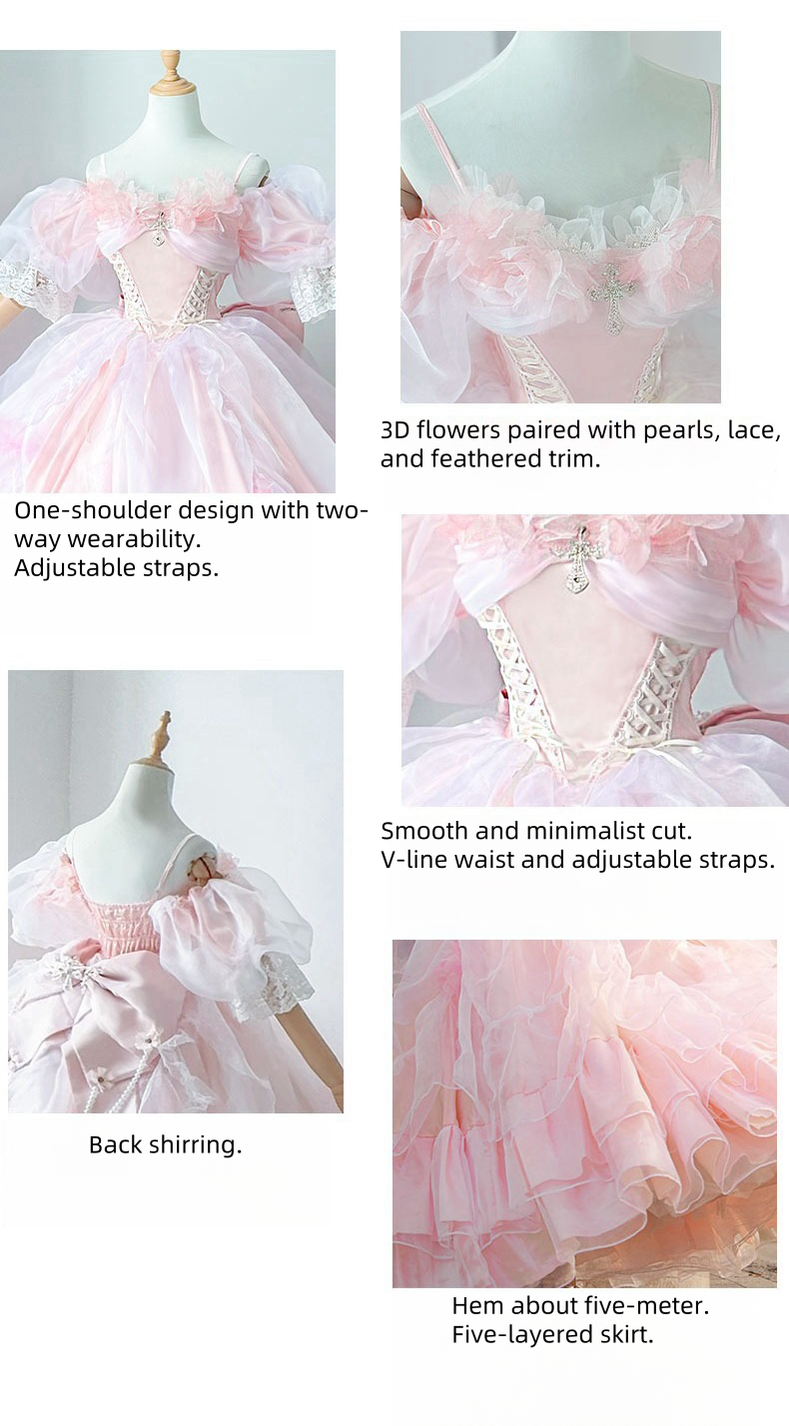 Daydream Whisper - Misty Rose Sea - Plus Size Wedding Lolita JSK with Puffy Tiered Skirt
