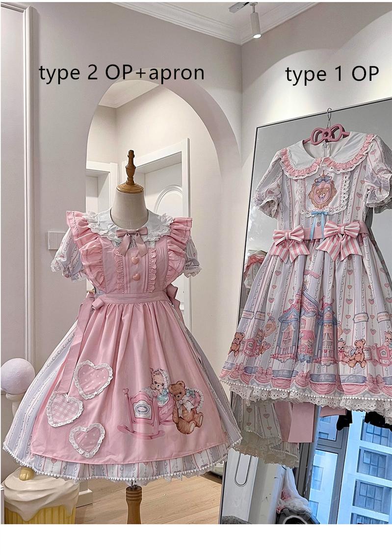 Eternity Spring~Barbie Bear~Sweet Lolita Bear Print JSK and OP 21222:301004