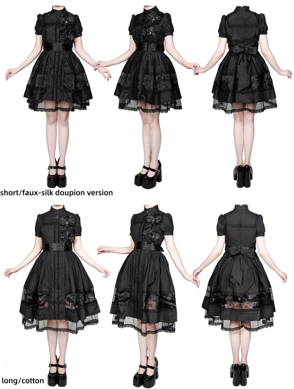 Ghost Orchid - Gothic Lolita OP Dress, Embroidered Cross