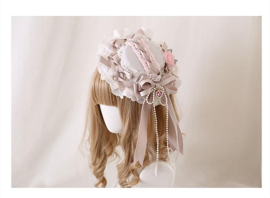 Xiaogui - Four Seasons Floral - Sweet Lolita Headdress Bow Lace KC Top Hat