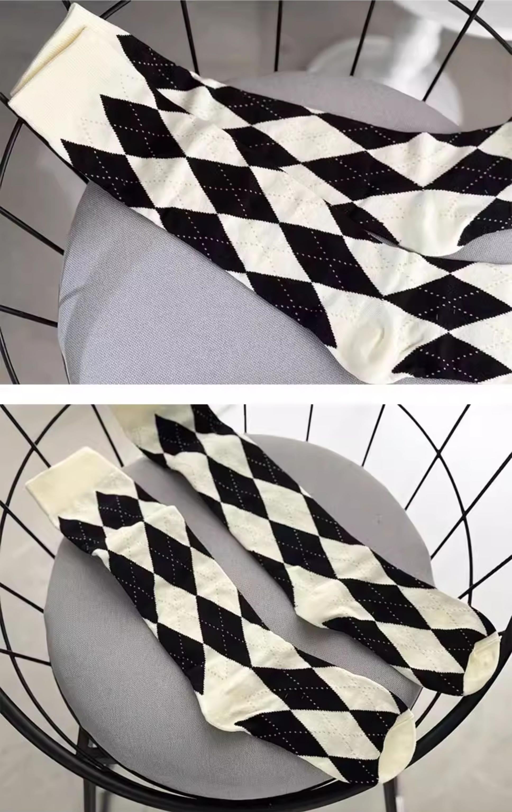 CastleToo - Cotton Ouji Lolita Argyle Calf Socks