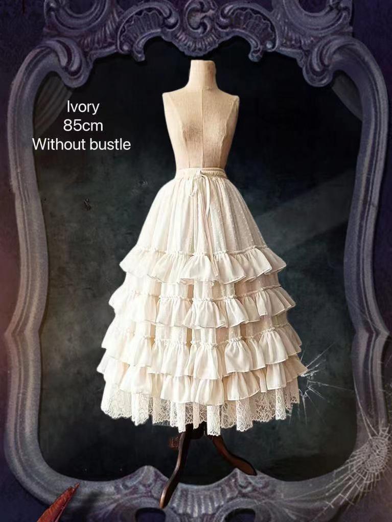 Teddy Bear - Wedding Lolita Petticoat Princess Underwear Extended Base Skirt S-M Ivory / 33.5" (85 cm)