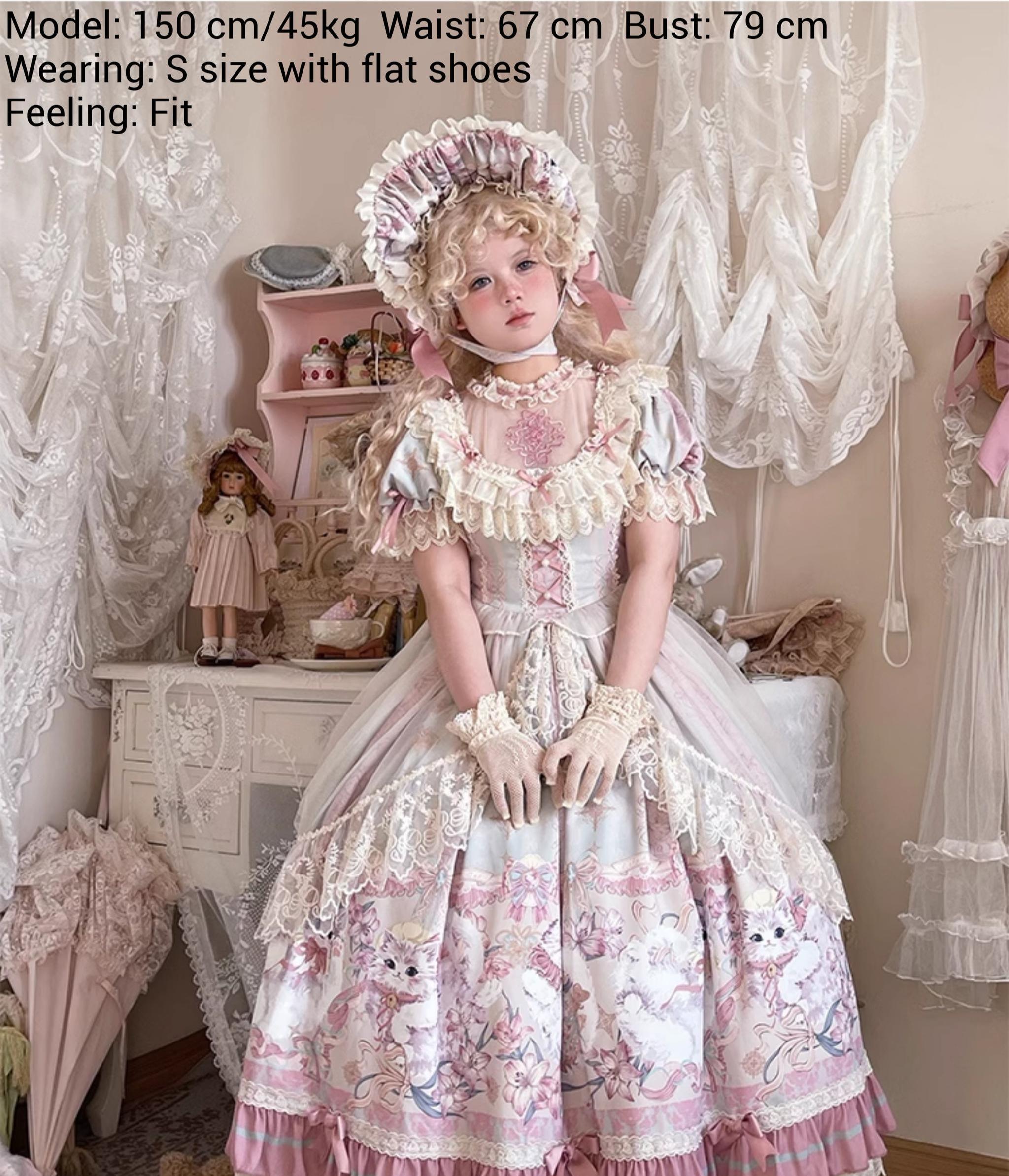 Bolero~Liliana Cat~Sweet Lolita Gorgeous OP Dress with Soft Lace & Organza 42986:760654