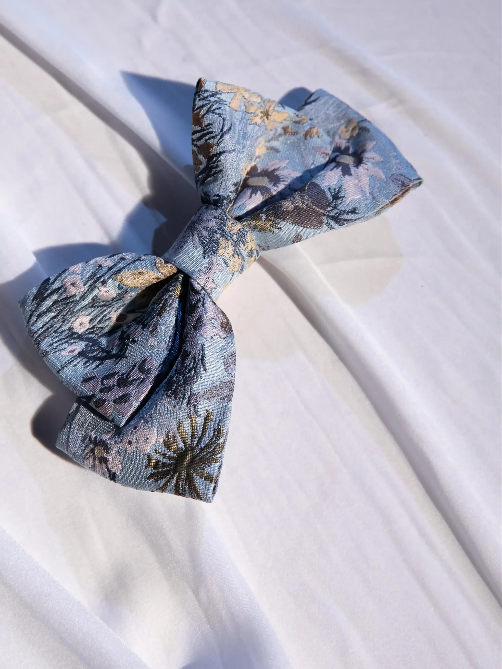 ZJstory - Gilded Years 4.0 - Classic Lolita Accessories Retro Lolita Headdress and Waistband blue flower self-fabric bow only One Size
