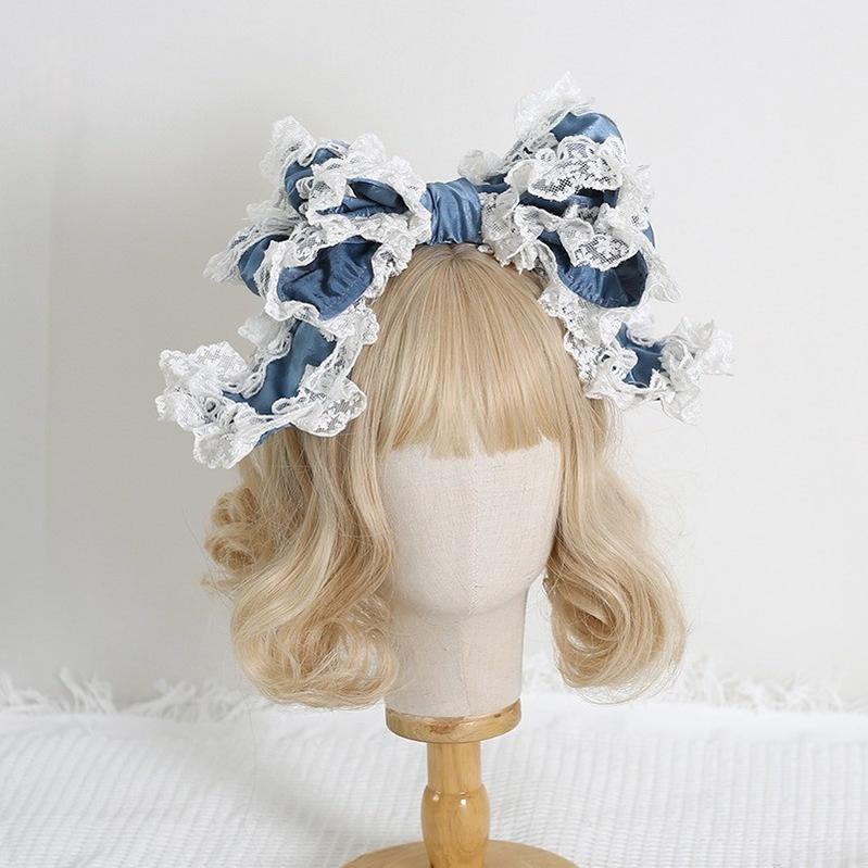 Xiaogui - Sweet Lolita KC with Large Lace Bow in Multiple Colors Vintage Blue