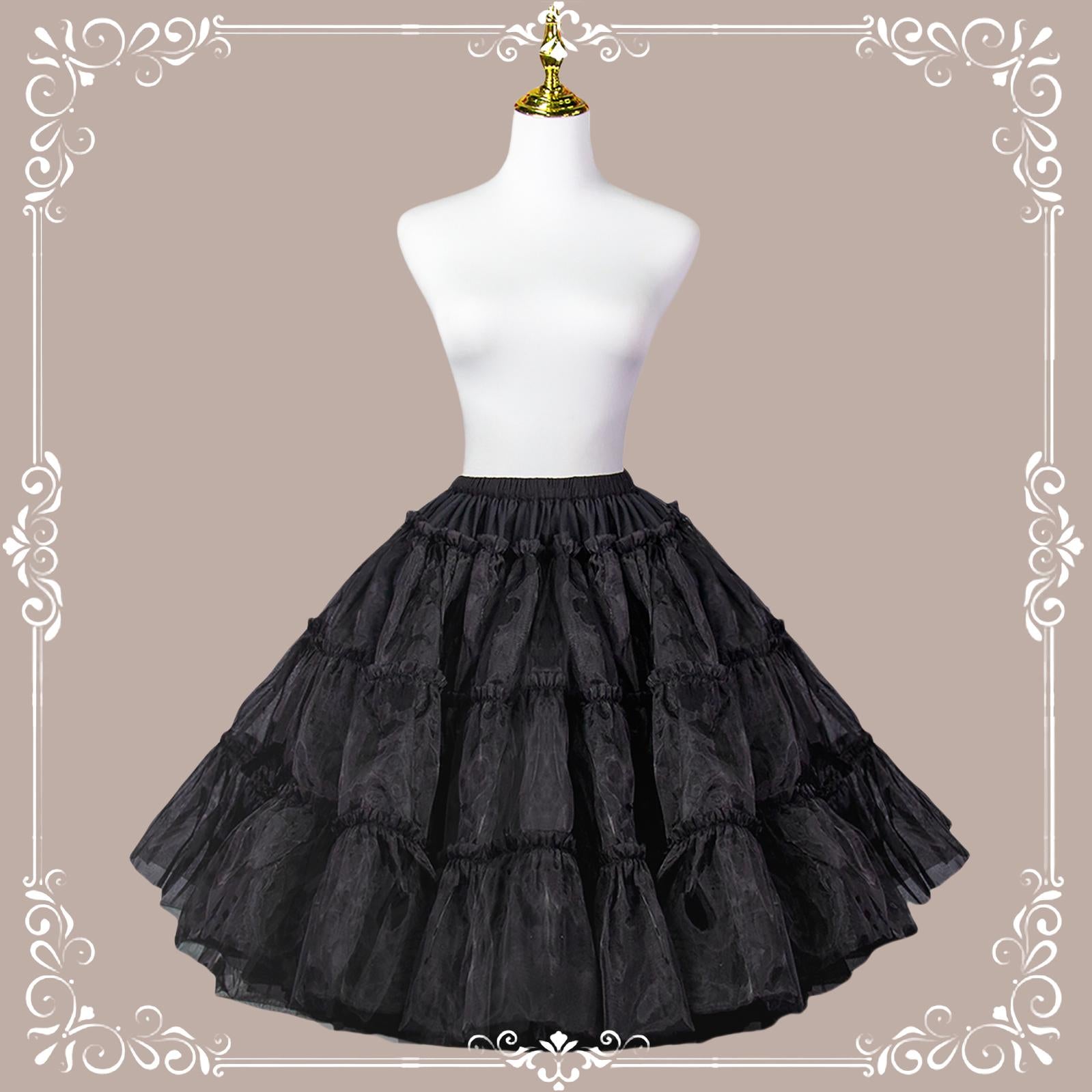 Aurora Ariel - A-line Extreme Fluffy Petiicoat | 23.6" (60 cm), Cotton Lining One Size Black