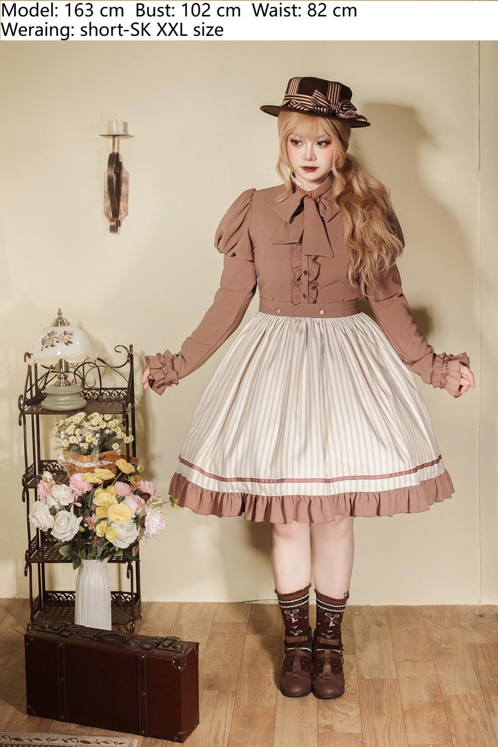 Miss Point - Classical Chocolate - Classic Lolita Skirt Elegant Striped SK 40814:677320