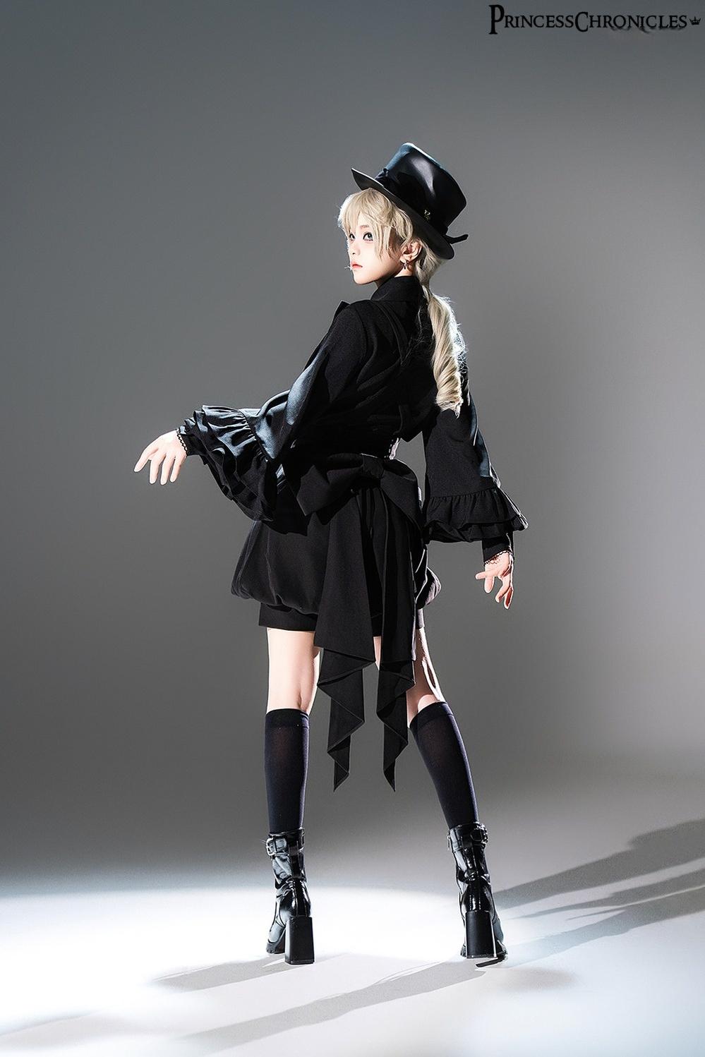 Princess Chronicles - Doll - Black Ouji Lolita Shirt with Removable Large Bow Tie