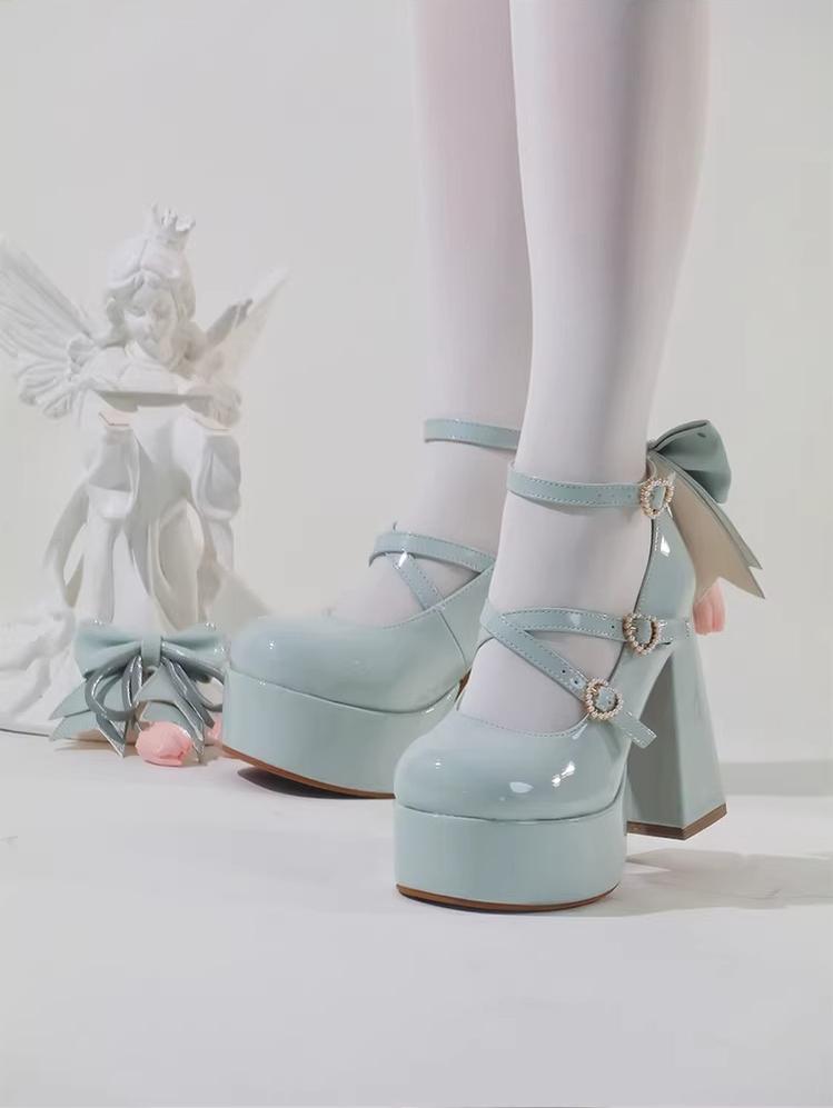 Whispering Tulip - Classic Lolita Heel Shoes, Detachable Tulip Bow 44633:816563