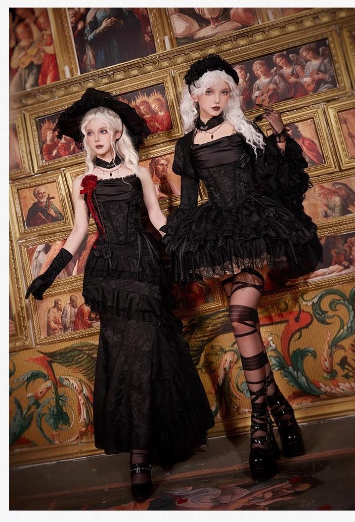 With PUJI - Letter and Poetry · Twilight - Black Gothic Lolita Skirt Set, Witch-Inspired