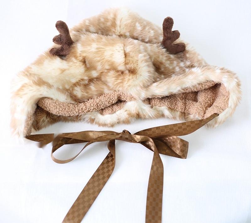 Xiaogui - Deer Spot - Japanese Kawaii Lolita Hat Cute Antler Fleece Lei Feng Hat