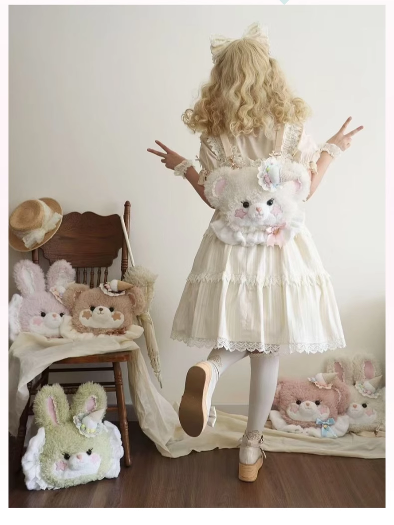 Cavernose - Sugar Star Bunny & Bear - Kawaii Lolita Bear & Bunny Plush Bag