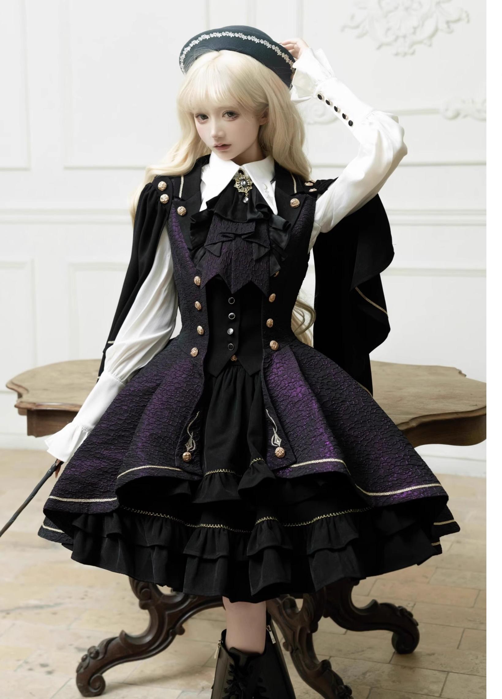 SilentMars~Fallen Moon Rule~Military Lolita Shirt Set Retro Knight Style Blouse 41196:687618