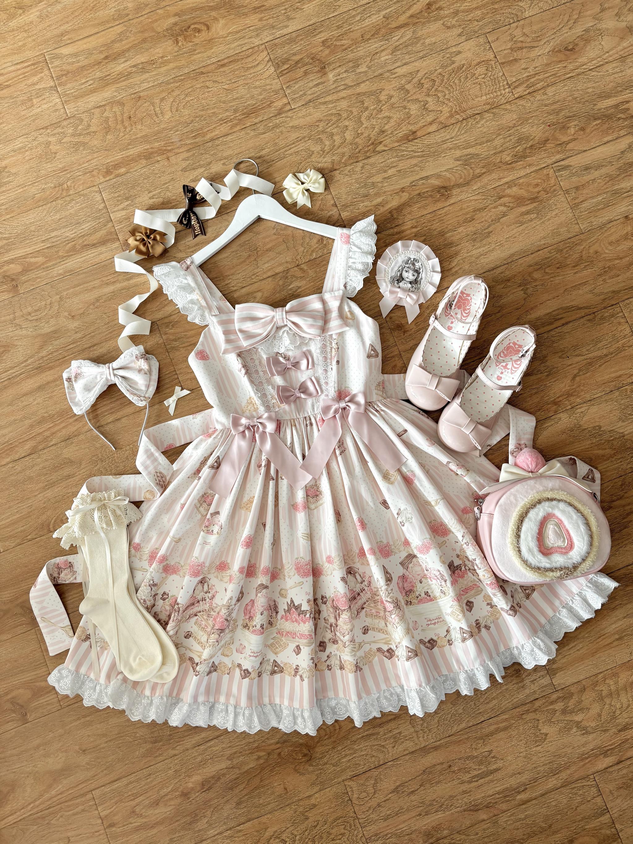 Iced Strawberry Cheese - Sweet Lolita JSK, Strawberry Dessert Print
