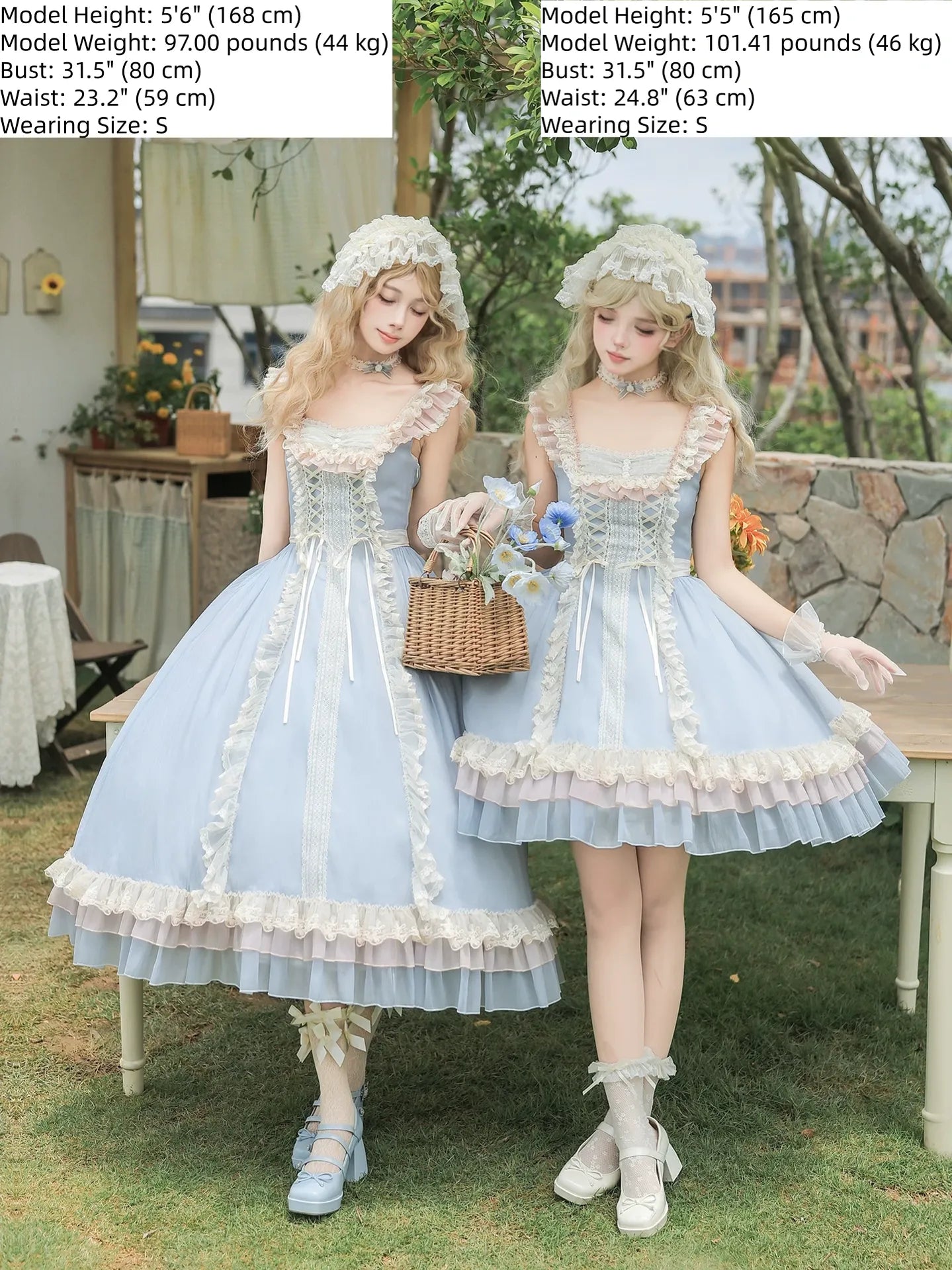 Island Diary - Classic Lolita Flutter Sleeve JSK Dress, Ruffled Lace 45533:855935