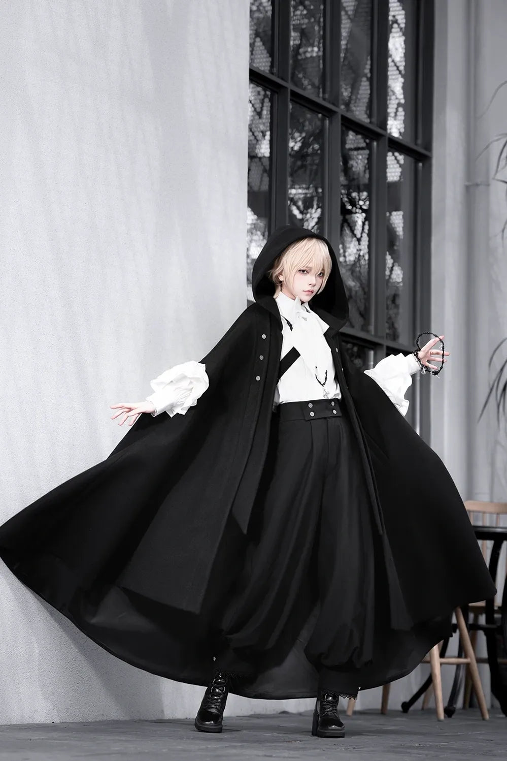 Codename 003 - Ouji Lolita Shirt and Pants Set, Hooded Cape