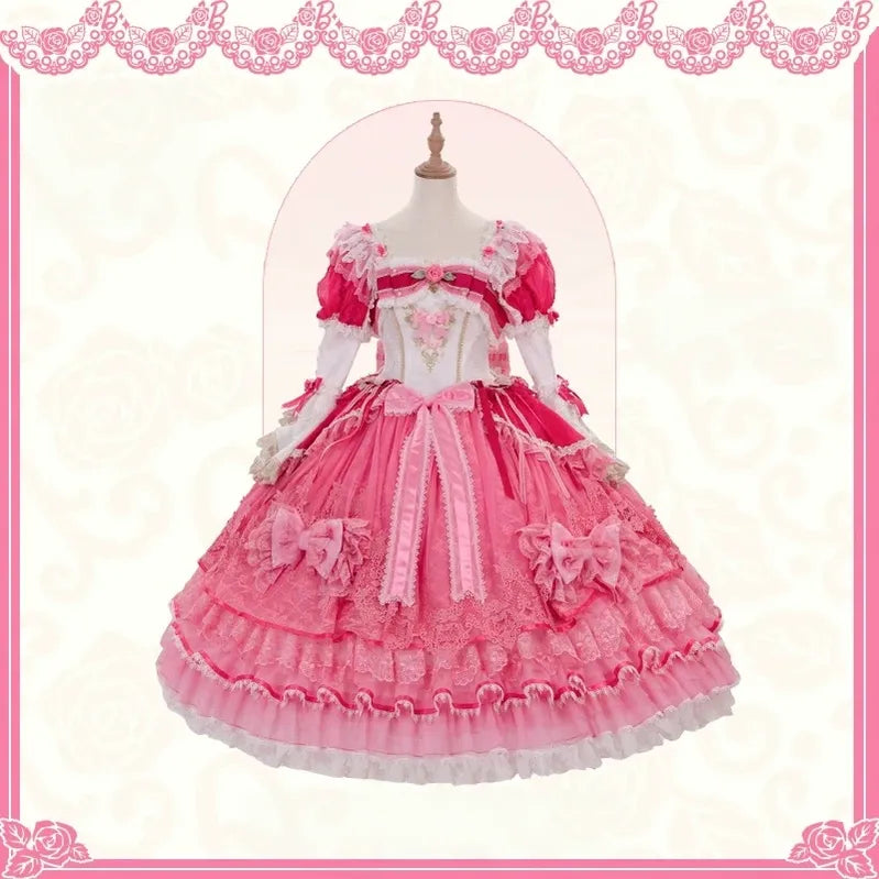 Jennifleur - IP Collab Sweet Lolita Hime Sleeve OP & Long JSK, Floral Accent (L M S XL XS) 45882:866320