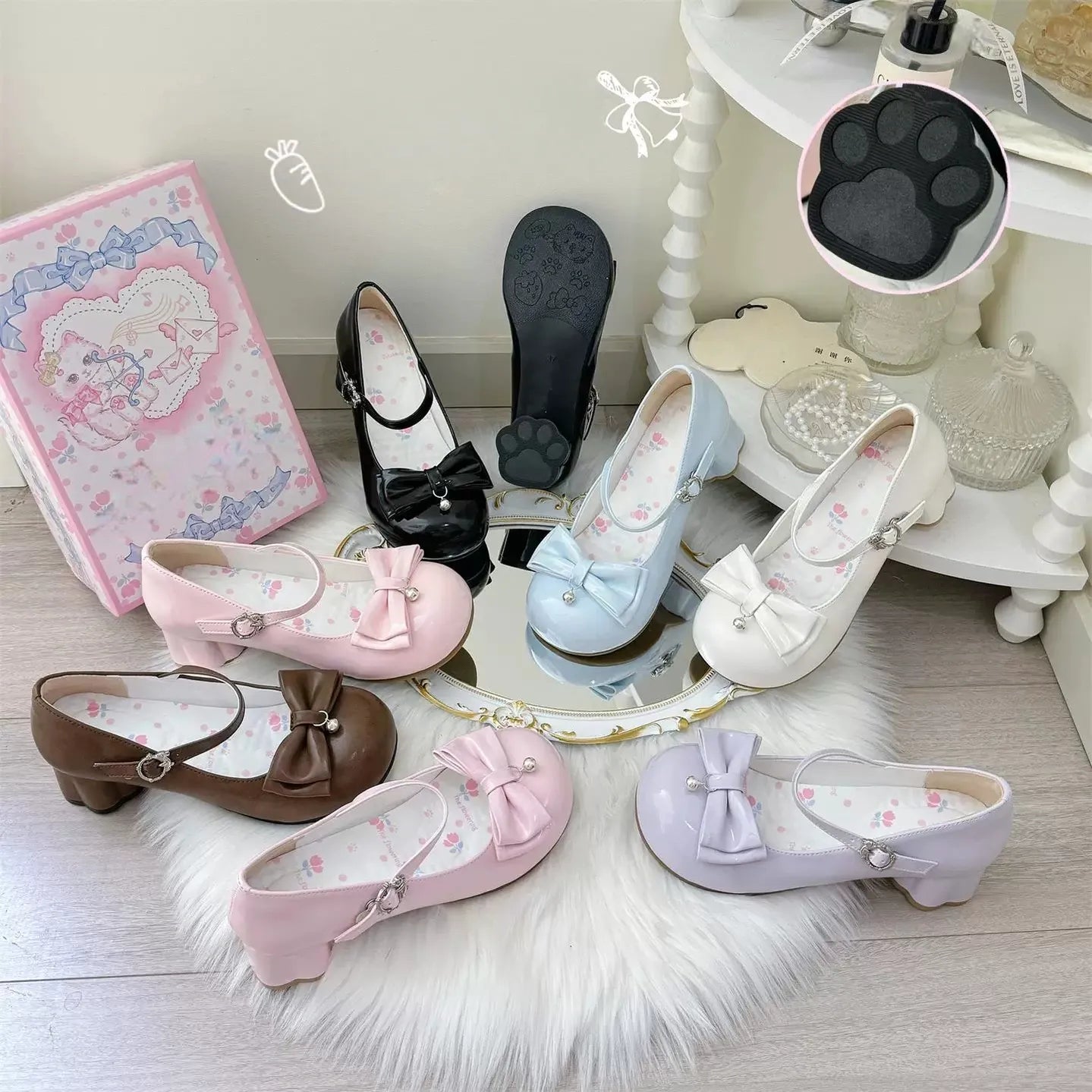 Dingbell Bunny - Sweet Lolita Round Toe Shoes, Cat Paw Heel 45672:858068