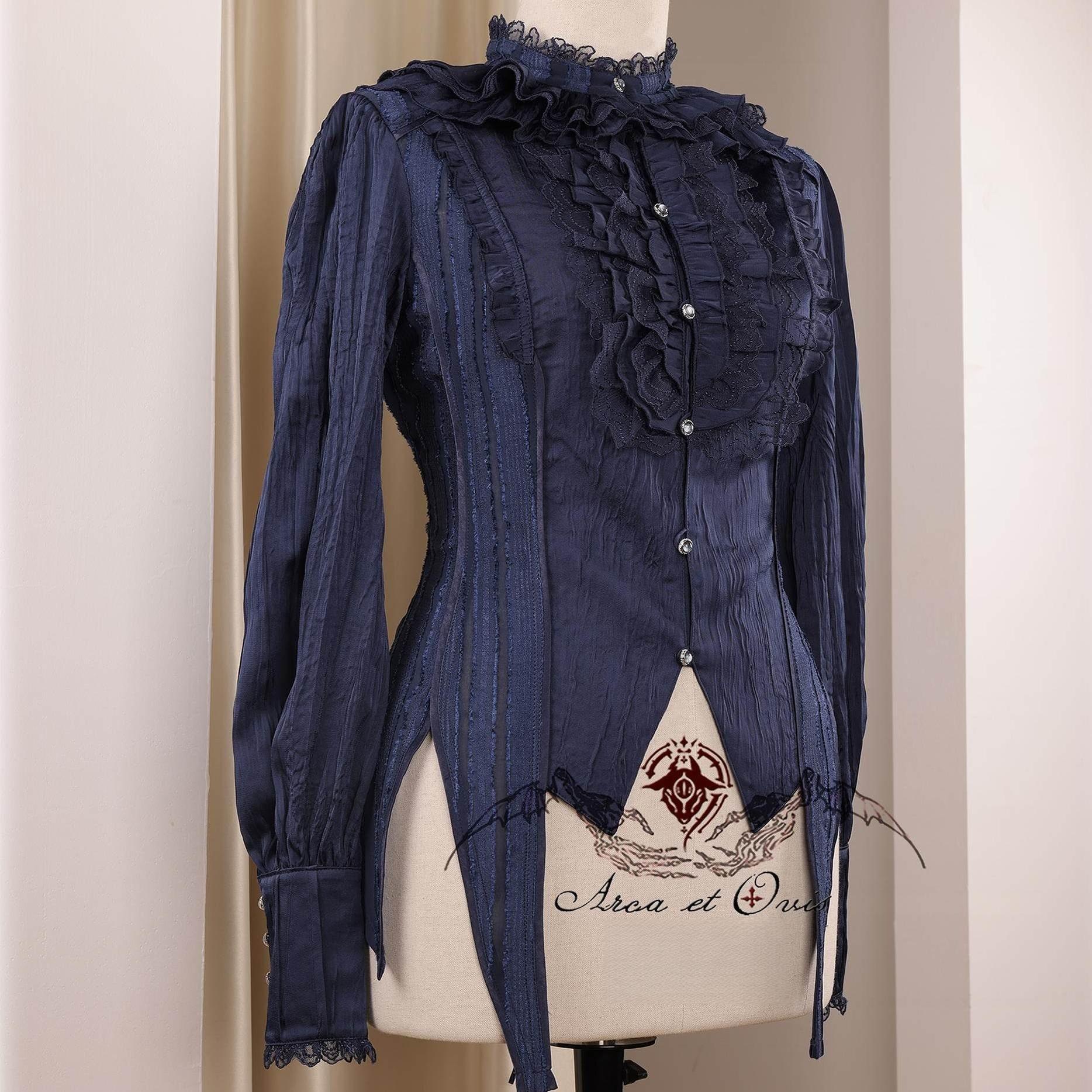 Little Devil - Ouji Lolita Long Sleeve Shirt, Ruffled Lace (2XL L M S XL XS) 44653:817404