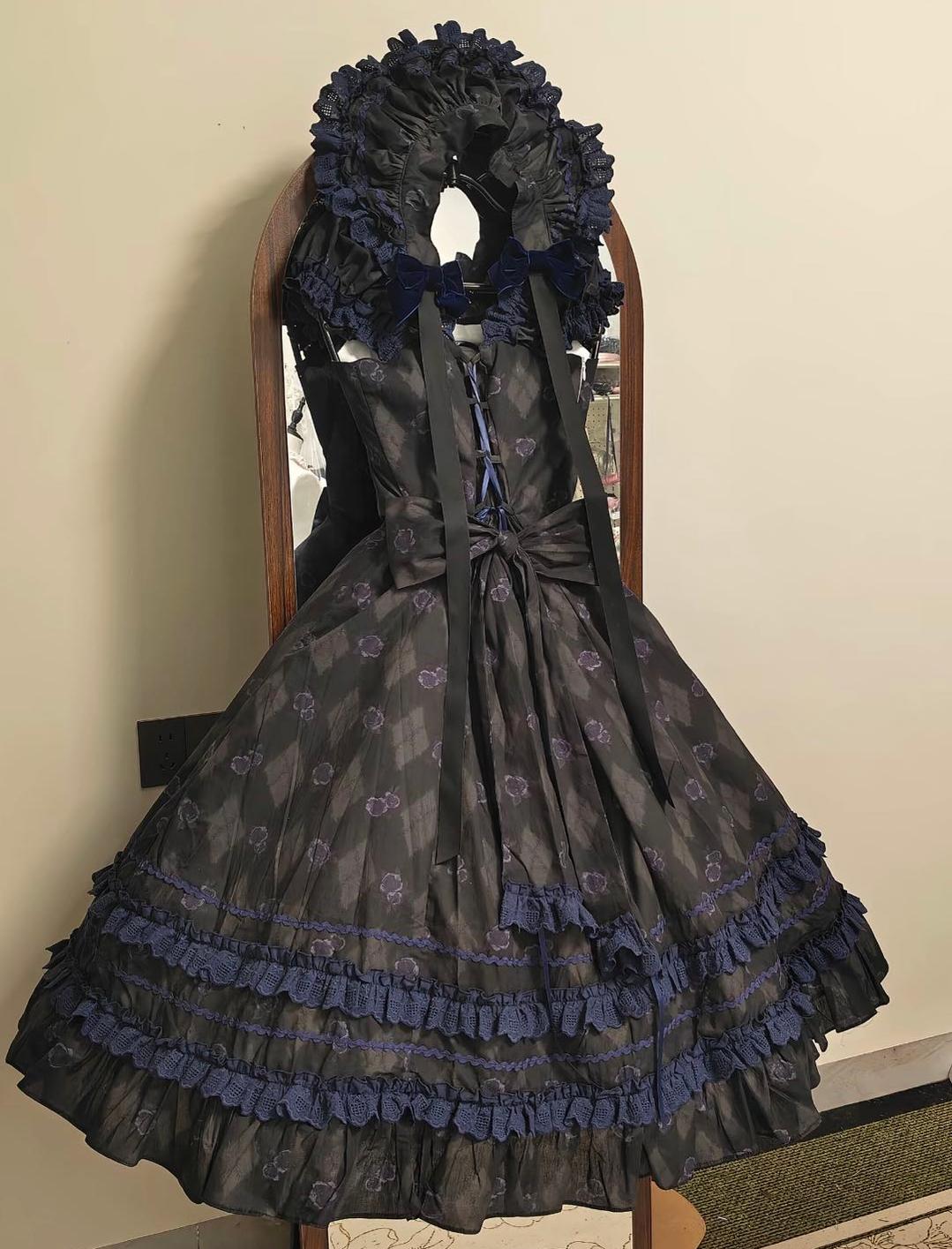Red Pencil - Old School Lolita OP Dress, Salon de the Rose Print 46099:875148