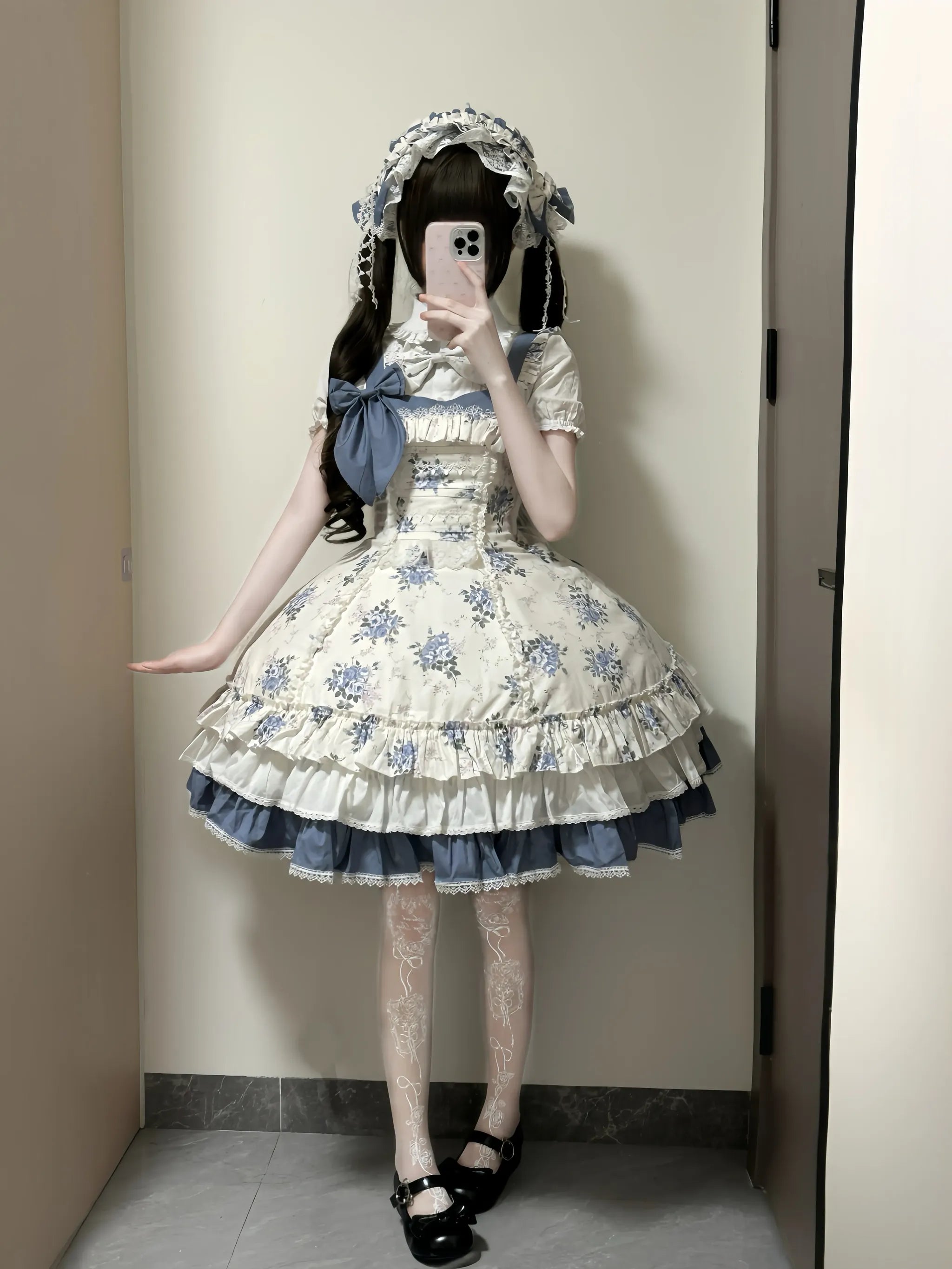 Falling Jacaranda Dream - Old School Lolita Jacaranda Printed JSK Dress (L M S XL) 45732:859837