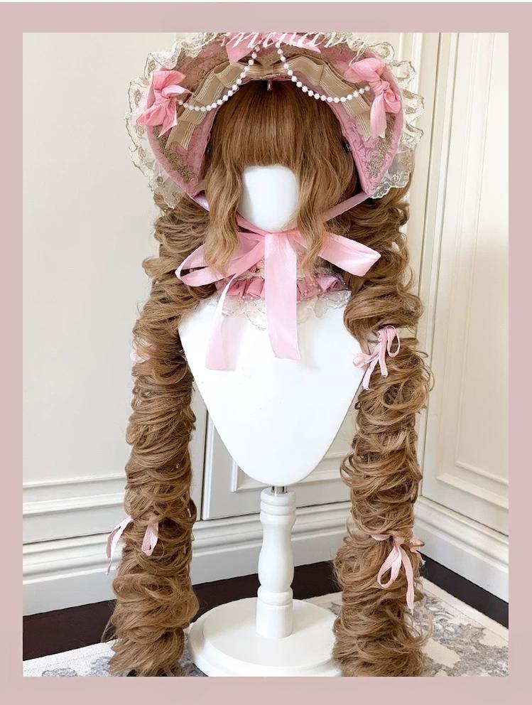 Flaxen Golden Brown Elegant Lolita Wig, Detachable Ponytails 46087:874319