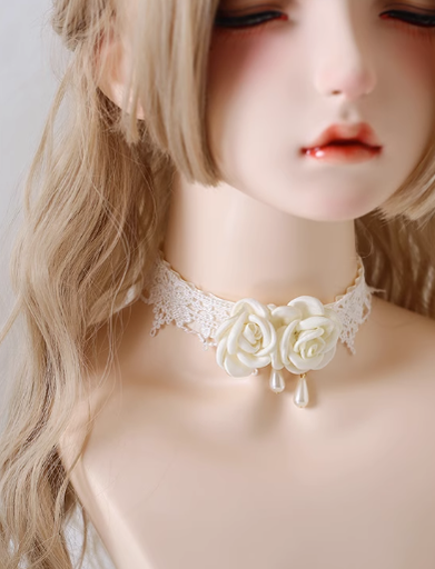 Xiaogui - Elegant Lolita Lace Camellia Necklace