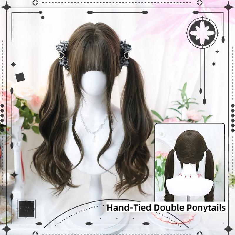 Dalao Home - Sweet Lolita Wig Double Ponytails Long Wavy Wig 2597C Grayish Brown (Double Ponytails)