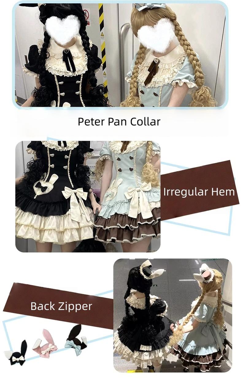 Creamy Bud - Old School Lolita OP Dress, Bunny Ear Heart Accent