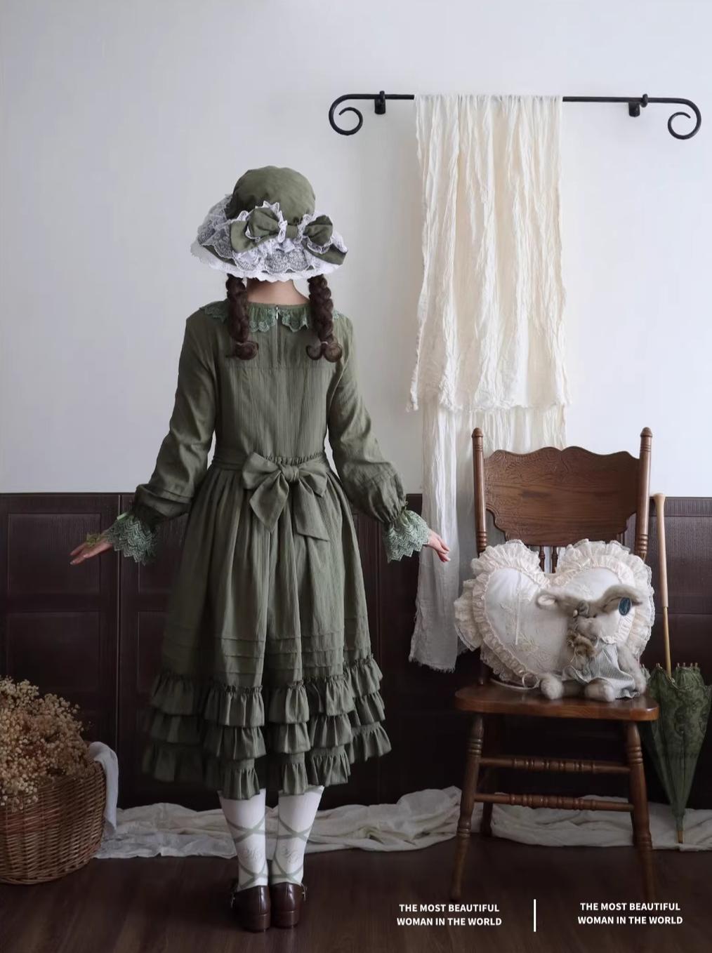 Maiden Nelly - Classic Lolita OP Dress, Embroidered Flowers