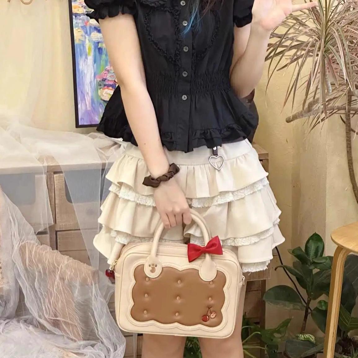 Morning Glory~Kawaii Lolita Bag Cherry Biscuit Shoulder Crossbody Handbag 36810:533888