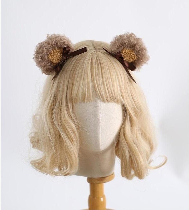 Xiaogui - Kawaii Lolita Headdress, Detachable Bear & Bunny Ears Bear Ear Hair Clips (a pair)