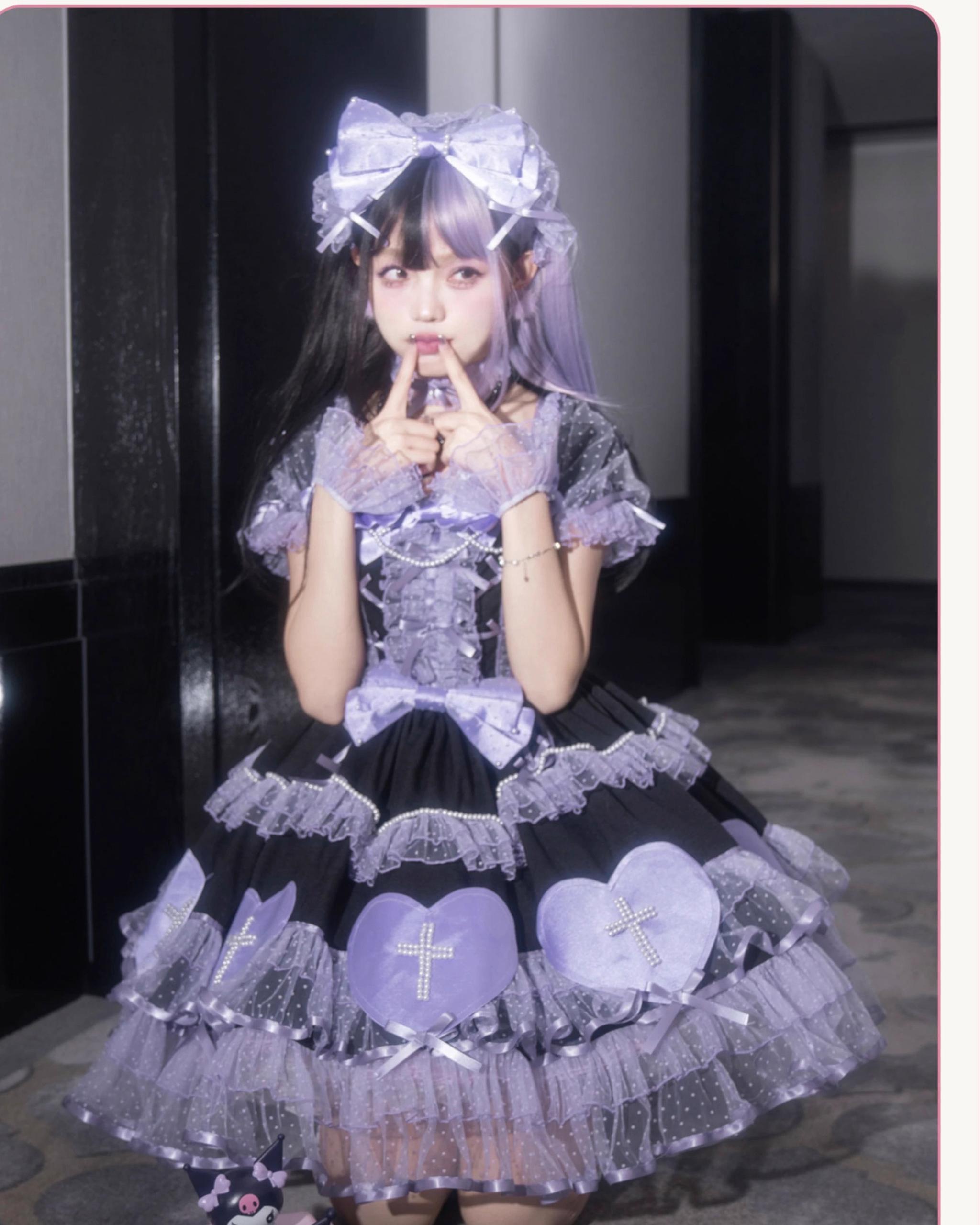 Showa Cross Lovers - Old School Lolita Heart Shaped OP Dress Accessories 39228:617132