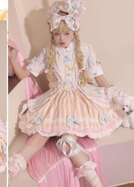 Sakurahime~Werid Theatre~Sweet Lolita Blackpink Stripe OP 21518:342570