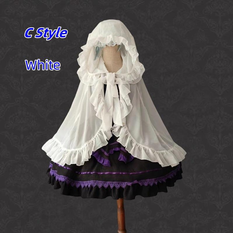 Teddy Bear - Sheer Lolita Cardigan Long Sleeve Lolita Cape Rabbit Ear S C style white cape
