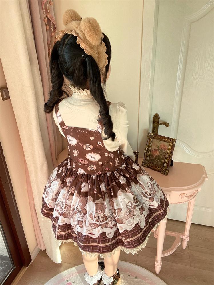 To Alice - Dear Dolls - Sweet Lolita Salopette Bear Print Dress
