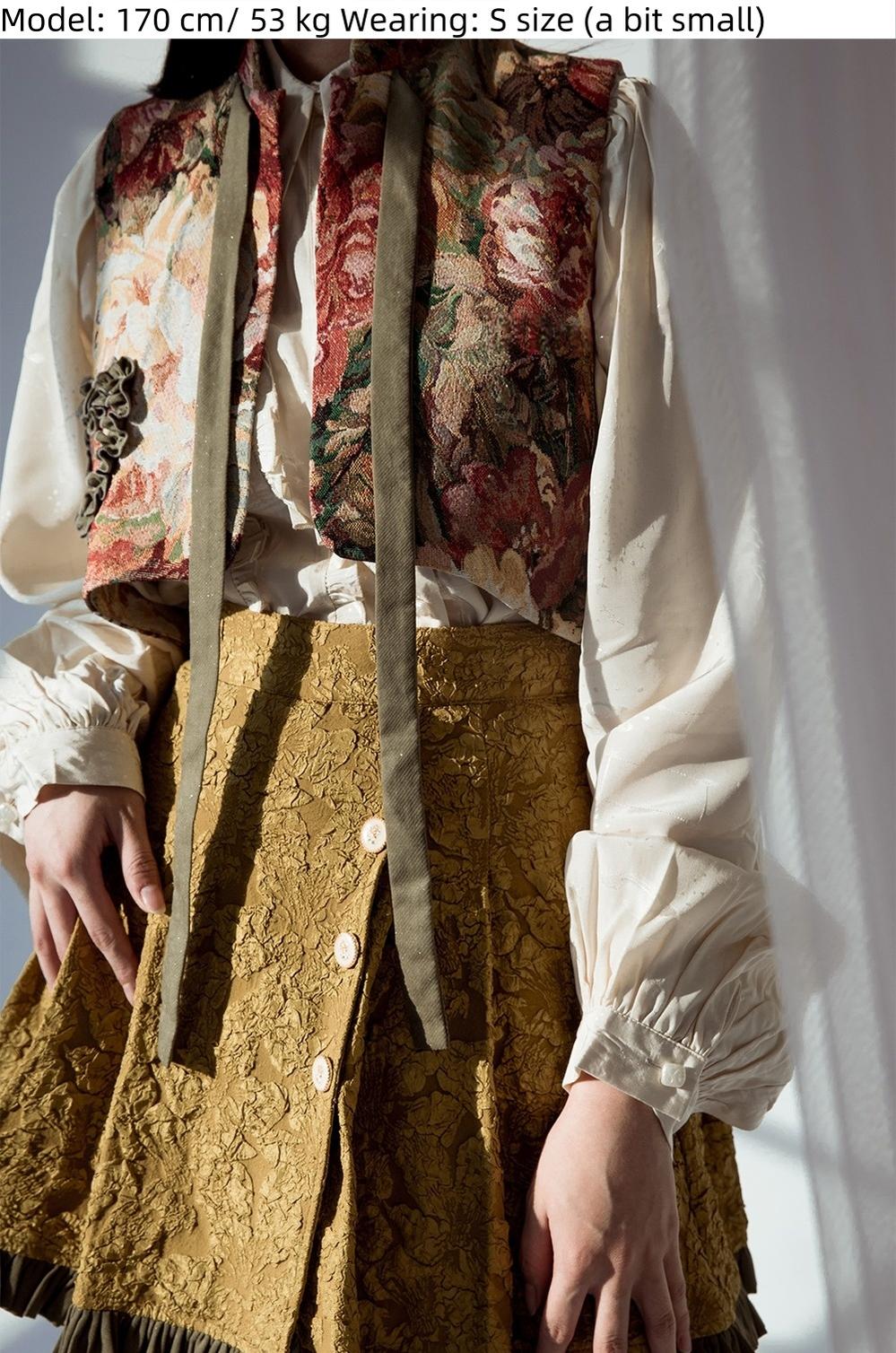 Gilded Age - Vintage Lolita Vest Suit, Oil Painting Style Skirt Coat