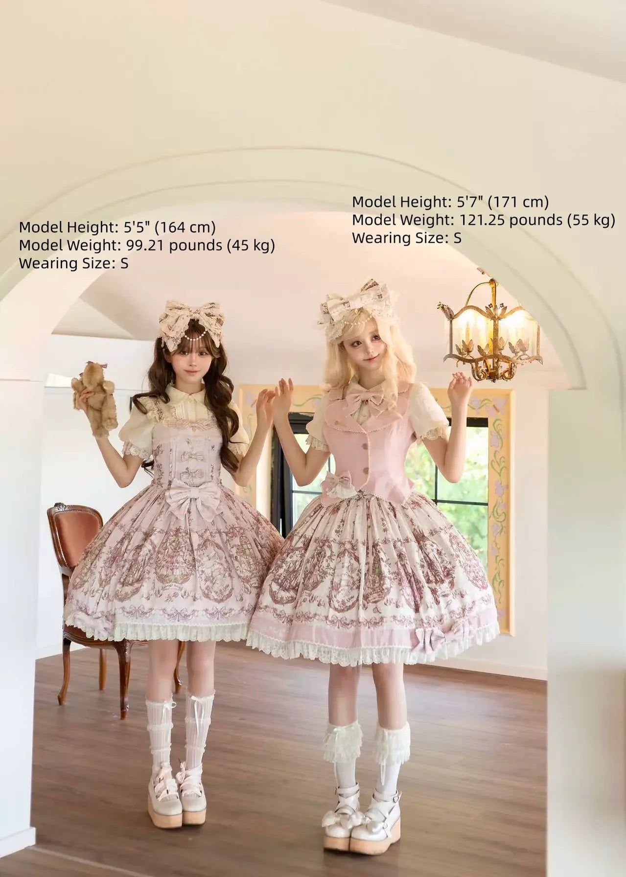 Sleeping Beauty - Doll-like Lolita Printed JSK Dress, Cotton Lining Vest Set 45691:860394
