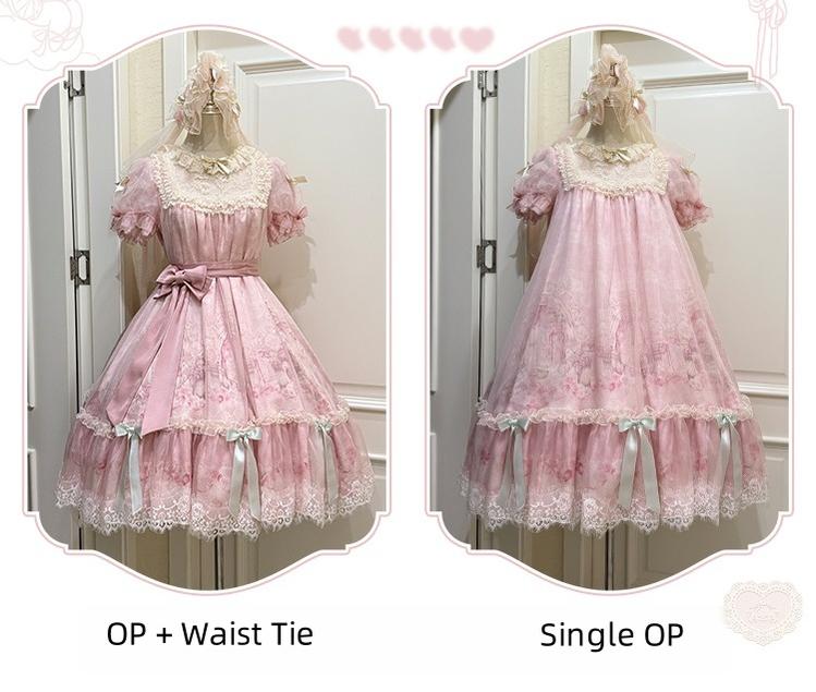 Spireme Cat - Wedding in Dream - Pink Sweet Lolita OP Dress, Detachable Corset