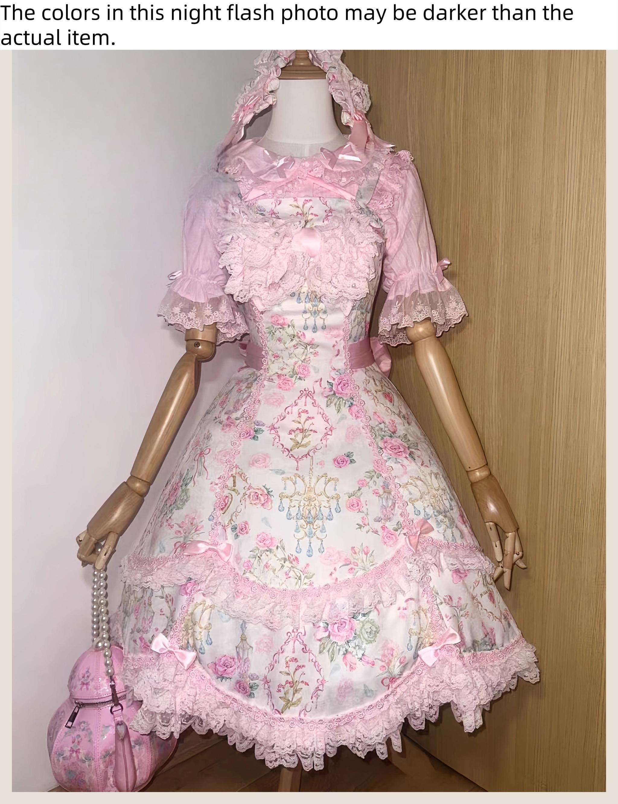 Spring 2025 - Floral Old School Lolita JSK Dress, Lace Trims 42950:758945