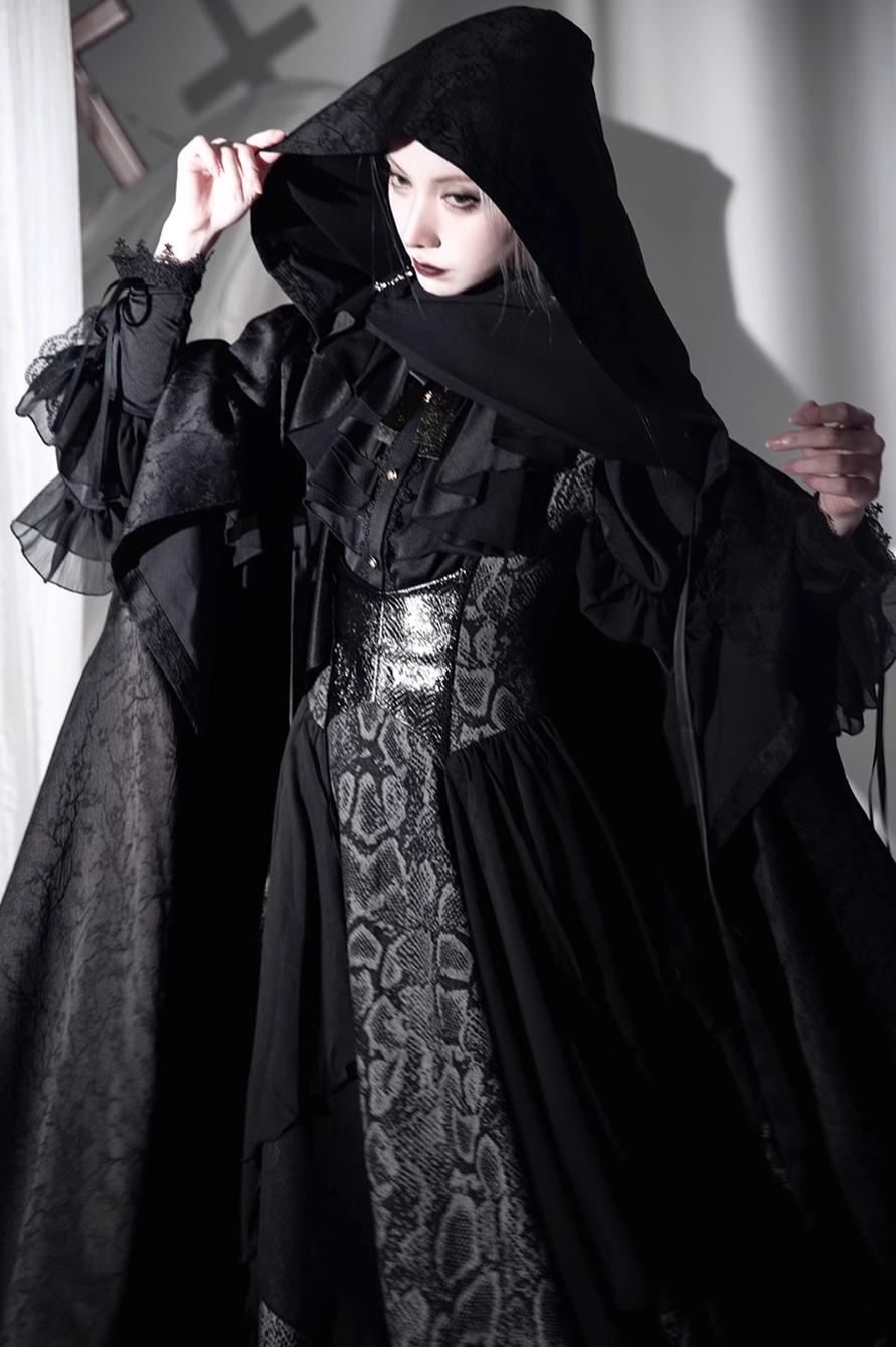 ZJstory~Dragon Bone Cemetery~Gothic Lolita JSK Set with Dragon and Snake Skeleton Embroidery 42699:750647