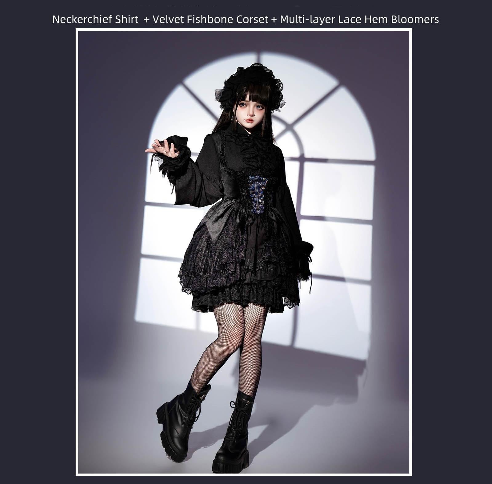 SUSIN - Night Traveler - Classic and Elegant Gothic Dress with Colorful Window Prints 39250:628602